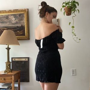 Off-Shoulder Babydoll Mini Dress with Puffy Sleeves and Empire Waist